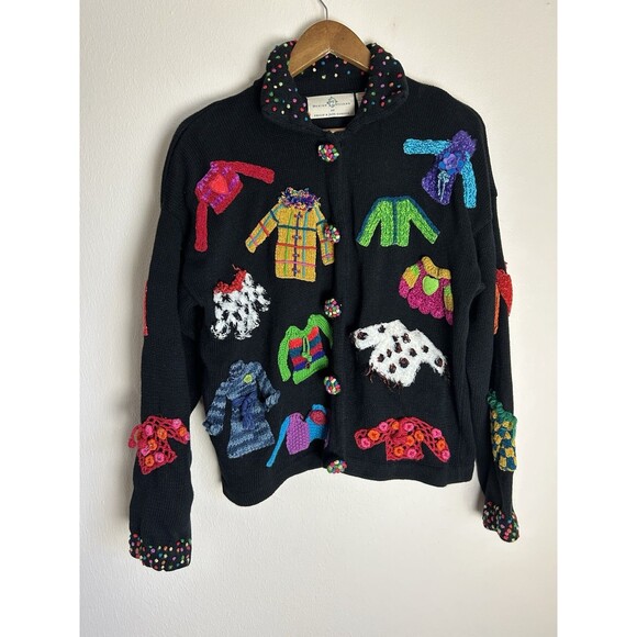 VTG Design Options Philip Jane Gordon Whimsical Sweater Fancy Embroidered Sz L - Picture 1 of 5